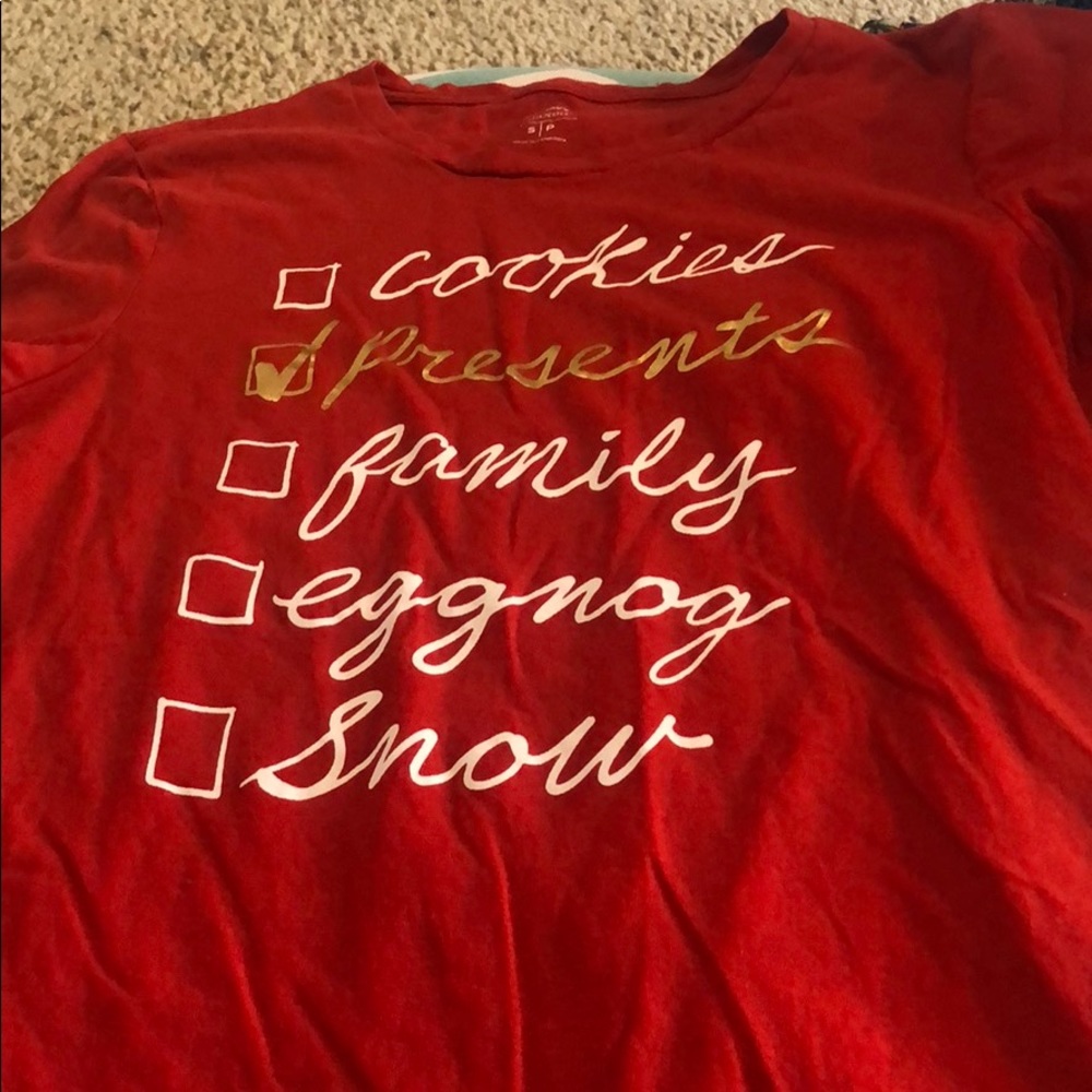 Red Old Navy pajama shirt, very comfortable